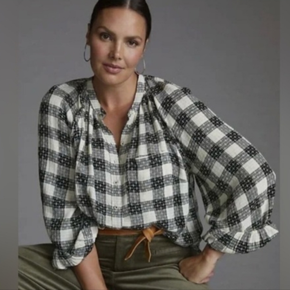 Anthropologie Pilcro Breezy Plaid Button Down Shirt Size Small - Picture 3 of 12